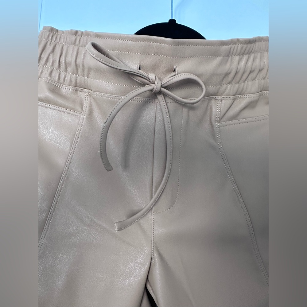Melissa Nepton Faux Leather Pants | Tan | Size Small | Drawstring Waist - Picture 5 of 13